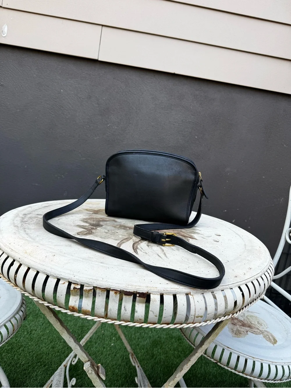 Vintage Coach Metropolis Zip Bag Navy/black/blavy Leather Crossbody Purse USA